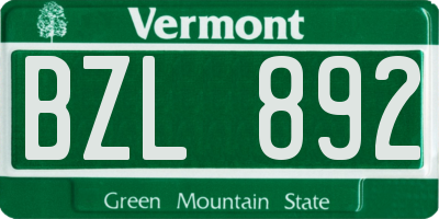 VT license plate BZL892