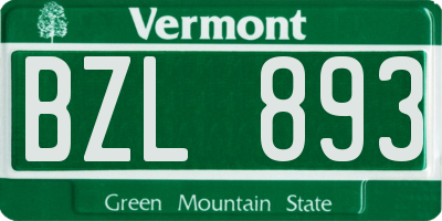 VT license plate BZL893