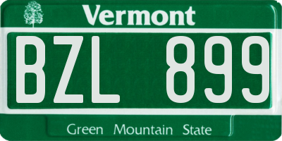 VT license plate BZL899