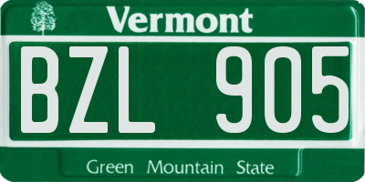 VT license plate BZL905