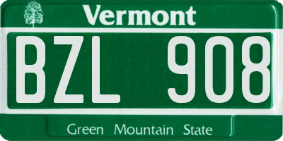VT license plate BZL908
