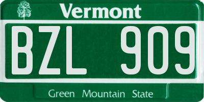 VT license plate BZL909