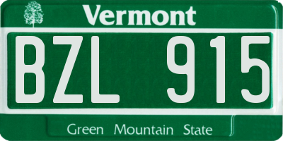 VT license plate BZL915
