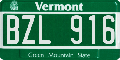 VT license plate BZL916