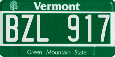 VT license plate BZL917