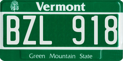 VT license plate BZL918
