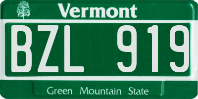 VT license plate BZL919