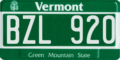 VT license plate BZL920