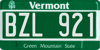 VT license plate BZL921