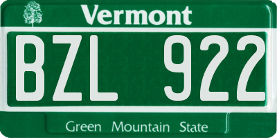 VT license plate BZL922