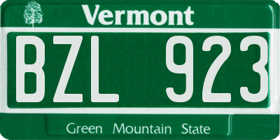 VT license plate BZL923