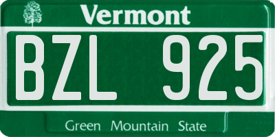 VT license plate BZL925