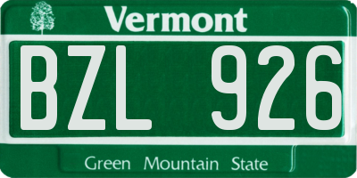 VT license plate BZL926