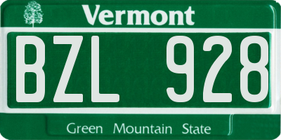 VT license plate BZL928