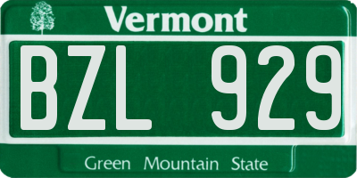 VT license plate BZL929