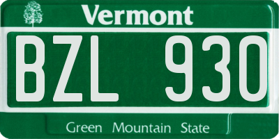 VT license plate BZL930
