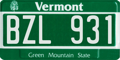 VT license plate BZL931