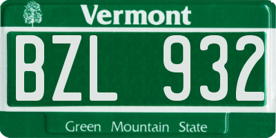 VT license plate BZL932