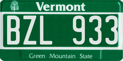VT license plate BZL933