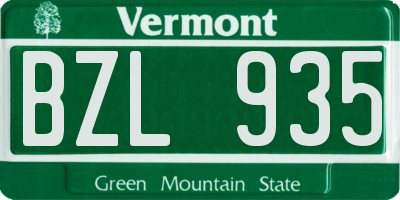VT license plate BZL935