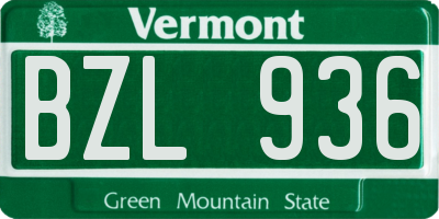 VT license plate BZL936