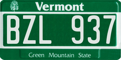 VT license plate BZL937