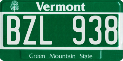 VT license plate BZL938