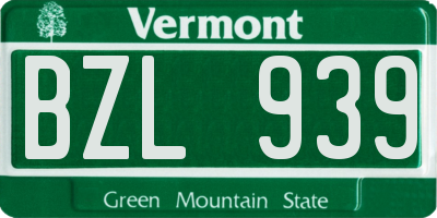 VT license plate BZL939