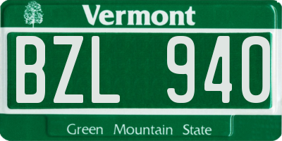 VT license plate BZL940
