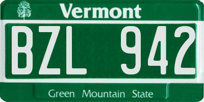 VT license plate BZL942