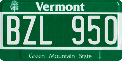 VT license plate BZL950