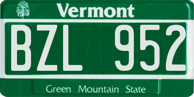 VT license plate BZL952