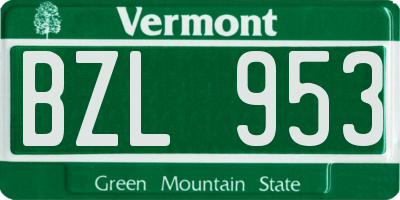 VT license plate BZL953