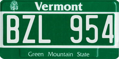 VT license plate BZL954