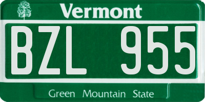 VT license plate BZL955