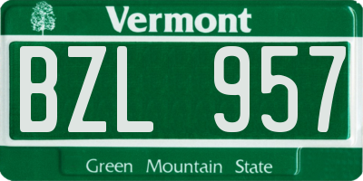 VT license plate BZL957