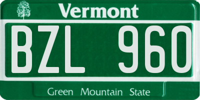 VT license plate BZL960