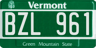VT license plate BZL961