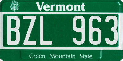 VT license plate BZL963