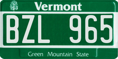 VT license plate BZL965