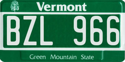 VT license plate BZL966
