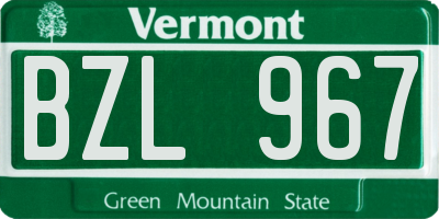 VT license plate BZL967