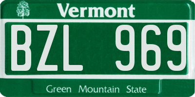 VT license plate BZL969