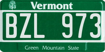 VT license plate BZL973