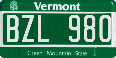 VT license plate BZL980