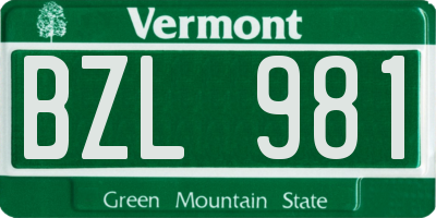 VT license plate BZL981