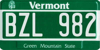 VT license plate BZL982
