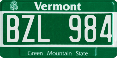 VT license plate BZL984
