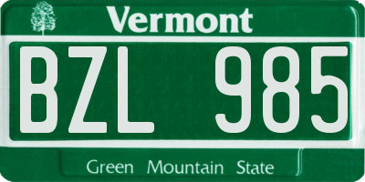 VT license plate BZL985