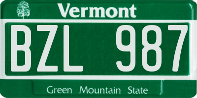 VT license plate BZL987